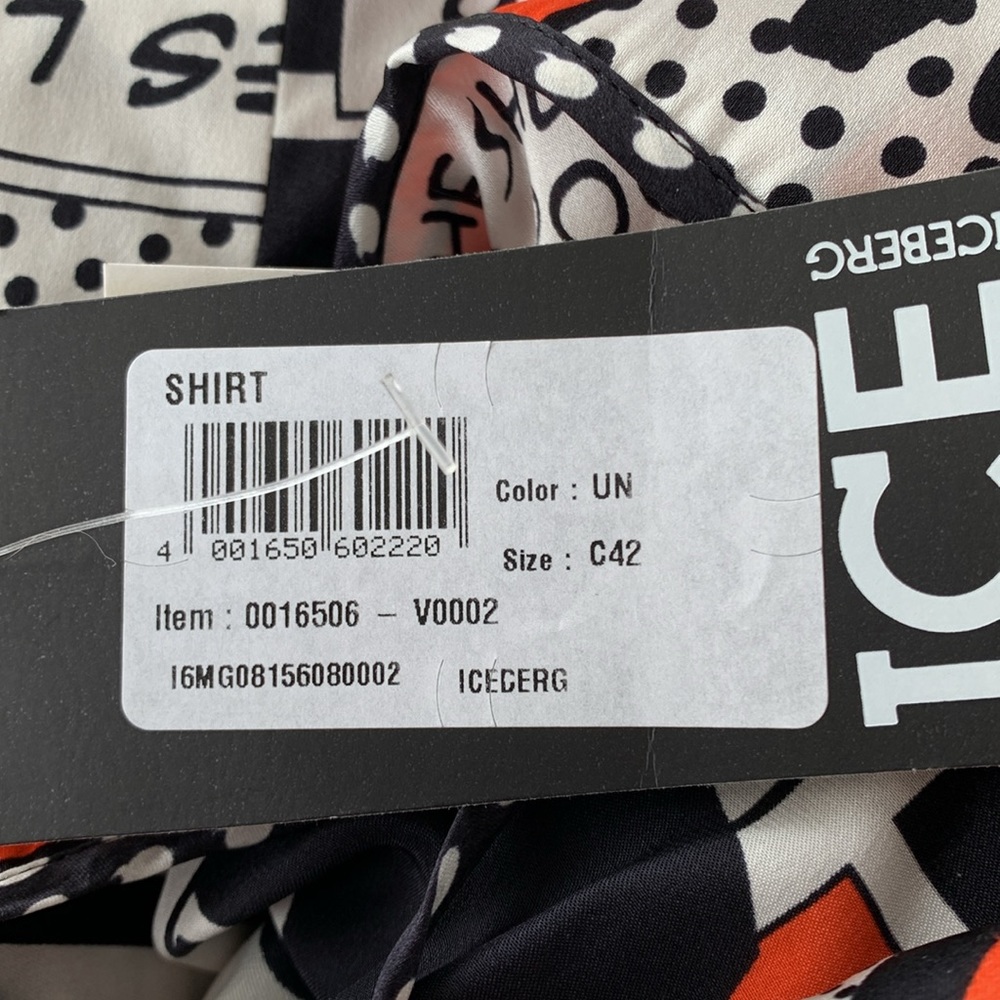 πππ Iceberg Italy 100% silk newsprint top size S or 42 European πππ - Picture 10 of 11